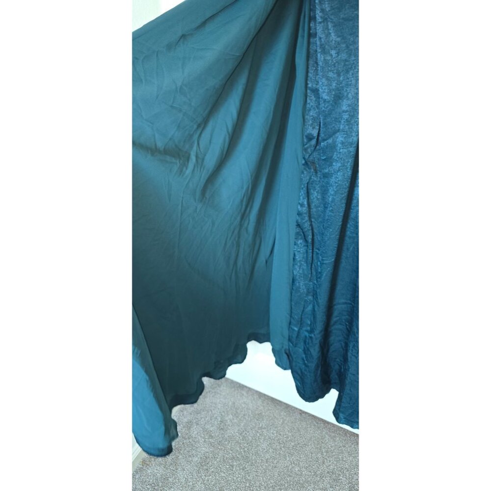 Lulus Shimmering Teal Ruffle Wrap Maxi Dress With Spaghetti Straps - Elegant Eve - Picture 9 of 9